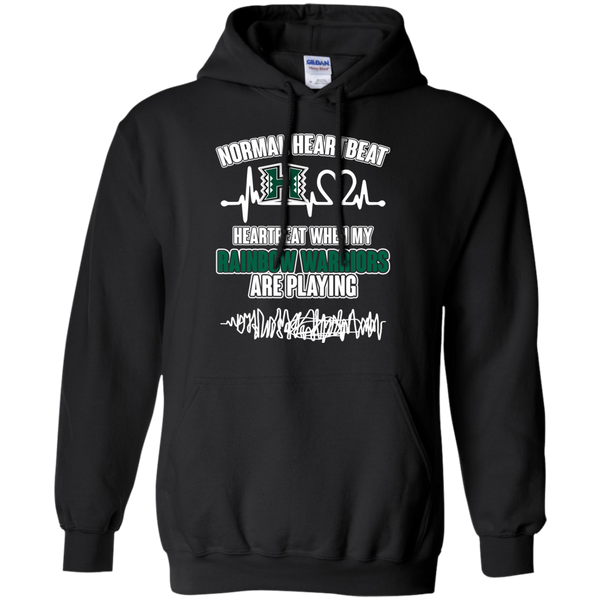 Hawaii Rainbow Warriors T shirts Heartbeat When My Rainbow Warriors Playing Hoodies Sweatshirts