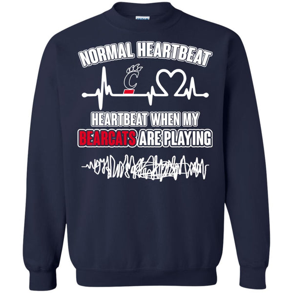 Cincinnati Bearcats T shirts Heartbeat When My Bearcats Playing Hoodies Sweatshirts