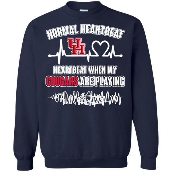 Houston Cougars T shirts Heartbeat When My Cougars Playing Hoodies Sweatshirts