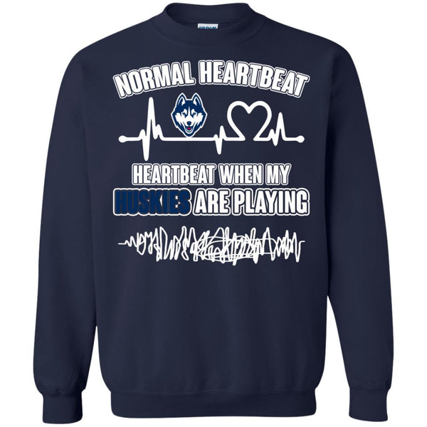 Connecticut Huskies T shirts Heartbeat When My Huskies Playing Hoodies Sweatshirts