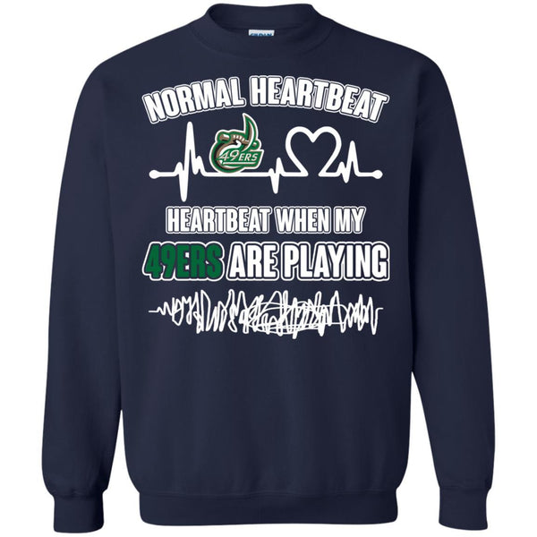 Charlotte 49ERS T shirts Heartbeat When My 49ERS Playing Hoodies Sweatshirts