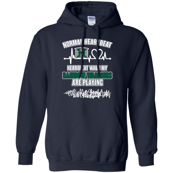 Hawaii Rainbow Warriors T shirts Heartbeat When My Rainbow Warriors Playing Hoodies Sweatshirts