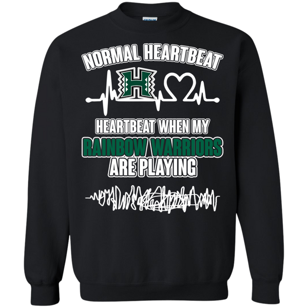 Hawaii Rainbow Warriors T shirts Heartbeat When My Rainbow Warriors Playing Hoodies Sweatshirts
