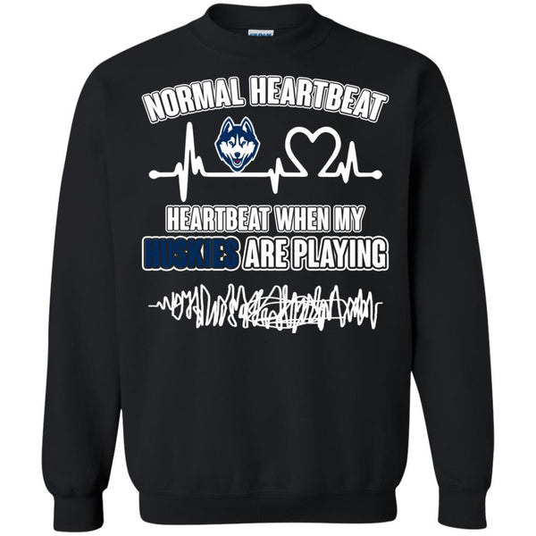 Connecticut Huskies T shirts Heartbeat When My Huskies Playing Hoodies Sweatshirts