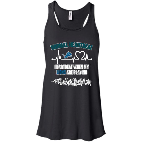 Detroit Lions T shirts Heartbeat When My Lions Playing Hoodies Sweatshirts