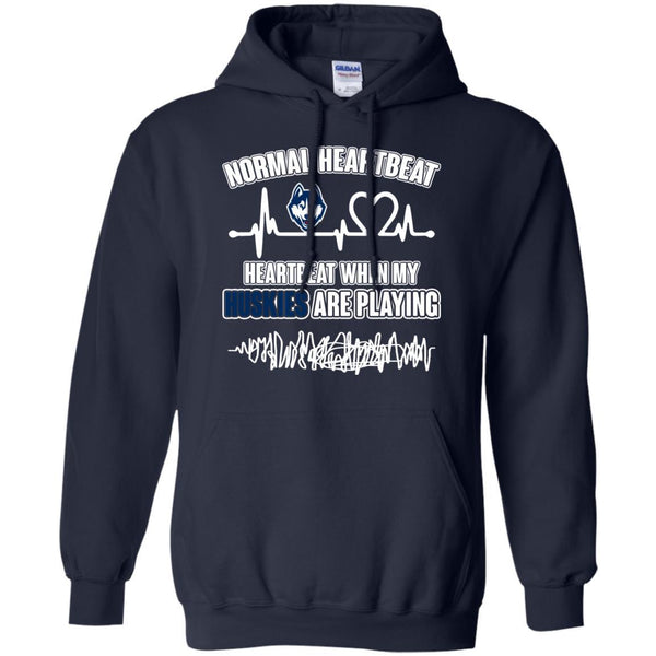 Connecticut Huskies T shirts Heartbeat When My Huskies Playing Hoodies Sweatshirts