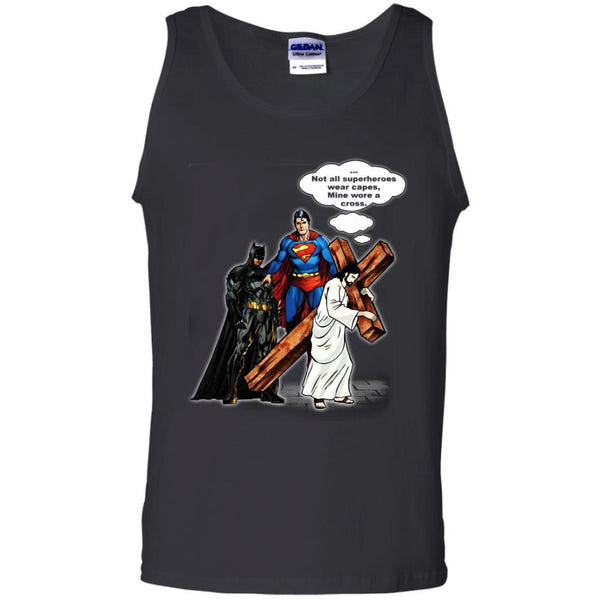 Christian Jesus T shirts Batman Superman Not All Superheroes Wear Capes Mine Wore A Cross Hoodies Sweatshirts