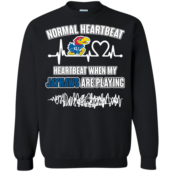 Kansas Jayhawks T shirts Heartbeat When My Jayhawks Playing Hoodies Sweatshirts