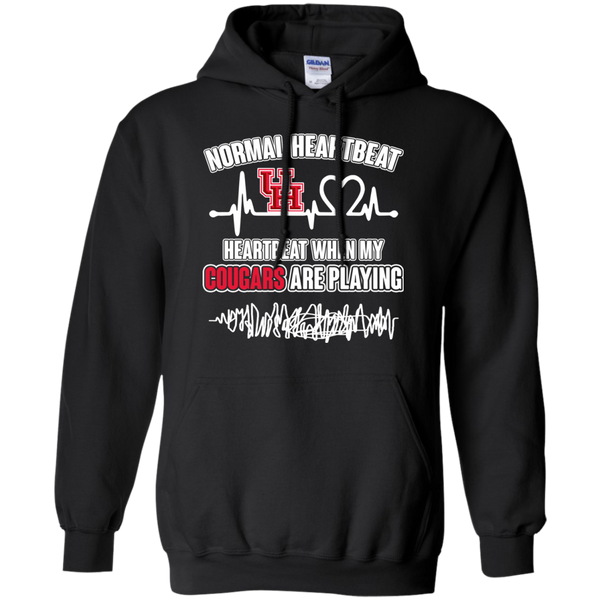 Houston Cougars T shirts Heartbeat When My Cougars Playing Hoodies Sweatshirts