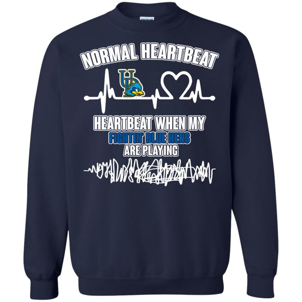 Delaware Fightin' Blue Hens T shirts Heartbeat When My Fightin' Blue Hens Playing Hoodies Sweatshirts