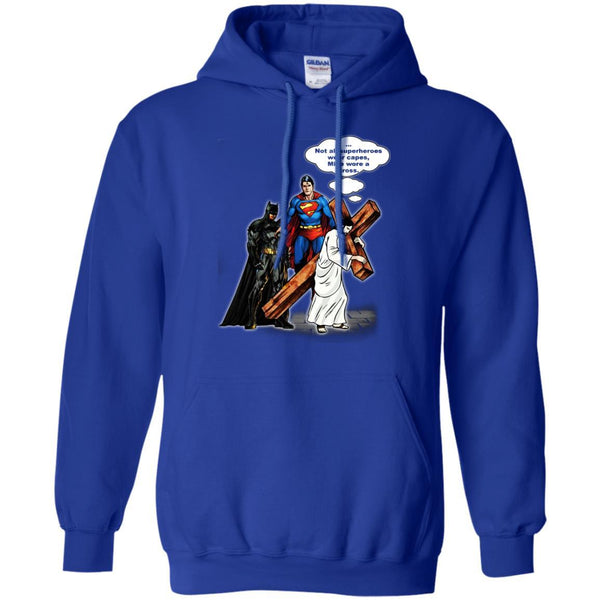 Christian Jesus T shirts Batman Superman Not All Superheroes Wear Capes Mine Wore A Cross Hoodies Sweatshirts