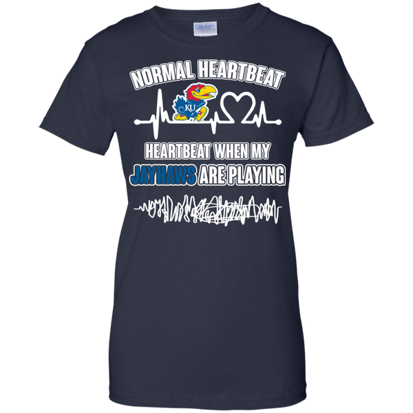 Kansas Jayhawks T shirts Heartbeat When My Jayhawks Playing Hoodies Sweatshirts