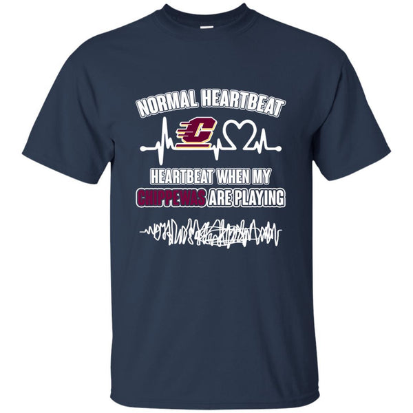 Central Michigan Chippewas T shirts Heartbeat When My Chippewas Playing Hoodies Sweatshirts