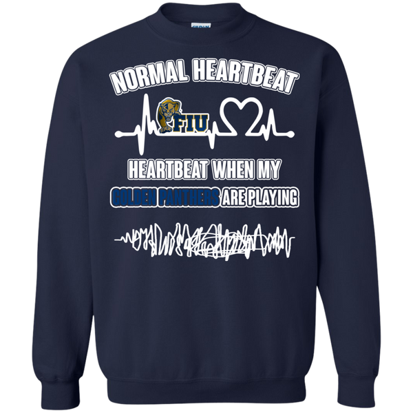 FIU Golden Panthers T shirts Heartbeat When My Panthers Playing Hoodies Sweatshirts