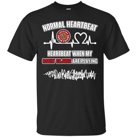 Louisiana Lafayette Ragin' Cajuns T shirts Heartbeat When My Ragin' Cajun Playing Hoodies Sweatshirts