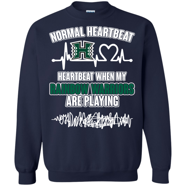Hawaii Rainbow Warriors T shirts Heartbeat When My Rainbow Warriors Playing Hoodies Sweatshirts