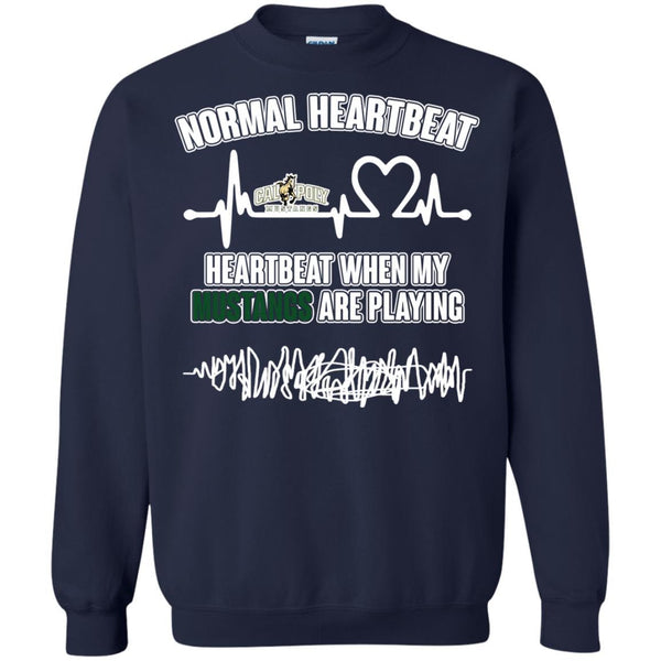 Calpoly Mustangs T shirts Heartbeat When My Mustangs Playing Hoodies Sweatshirts