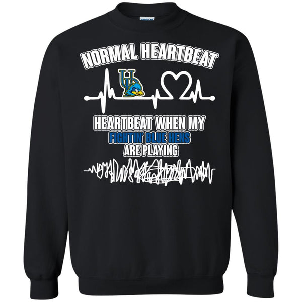 Delaware Fightin' Blue Hens T shirts Heartbeat When My Fightin' Blue Hens Playing Hoodies Sweatshirts