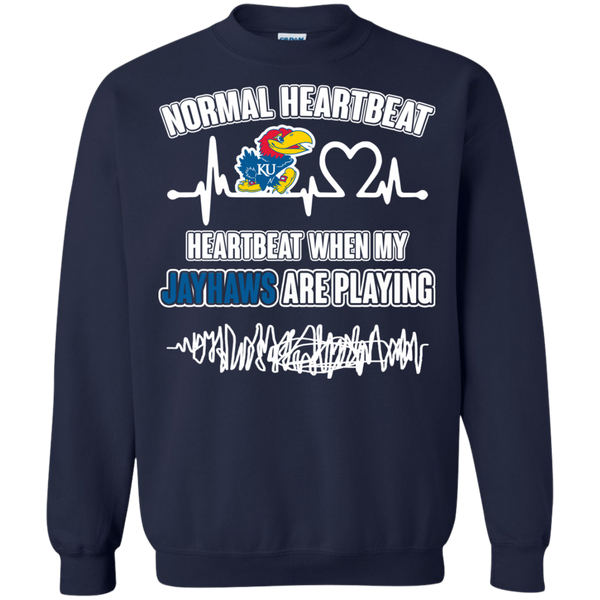 Kansas Jayhawks T shirts Heartbeat When My Jayhawks Playing Hoodies Sweatshirts
