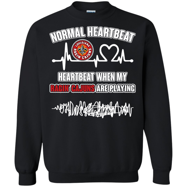 Louisiana Lafayette Ragin' Cajuns T shirts Heartbeat When My Ragin' Cajun Playing Hoodies Sweatshirts
