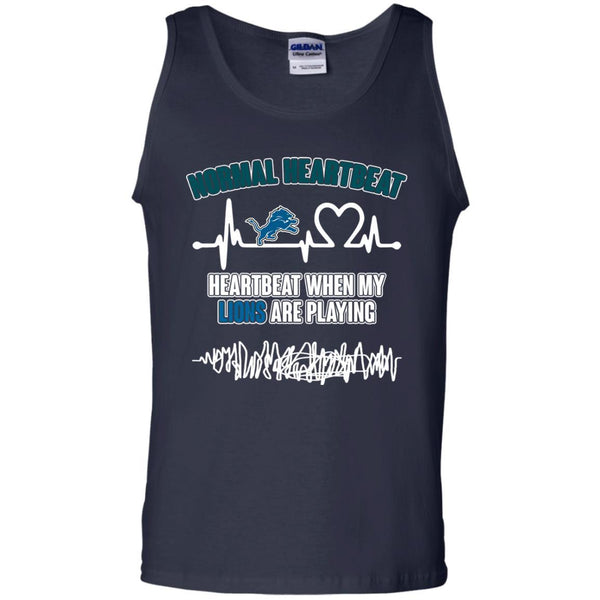 Detroit Lions T shirts Heartbeat When My Lions Playing Hoodies Sweatshirts