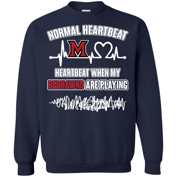 Miami RedHawks T shirts Heartbeat When My RedHawks Playing Hoodies Sweatshirts