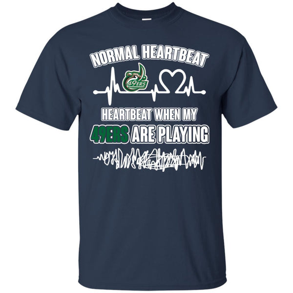 Charlotte 49ERS T shirts Heartbeat When My 49ERS Playing Hoodies Sweatshirts