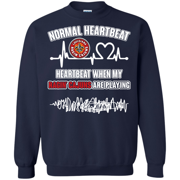 Louisiana Lafayette Ragin' Cajuns T shirts Heartbeat When My Ragin' Cajun Playing Hoodies Sweatshirts