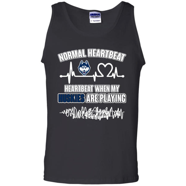 Connecticut Huskies T shirts Heartbeat When My Huskies Playing Hoodies Sweatshirts