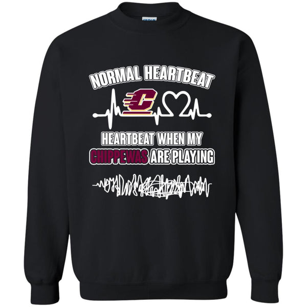 Central Michigan Chippewas T shirts Heartbeat When My Chippewas Playing Hoodies Sweatshirts