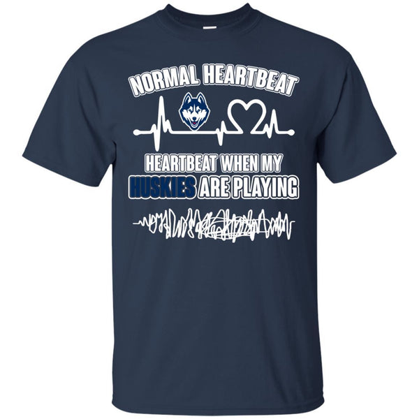 Connecticut Huskies T shirts Heartbeat When My Huskies Playing Hoodies Sweatshirts