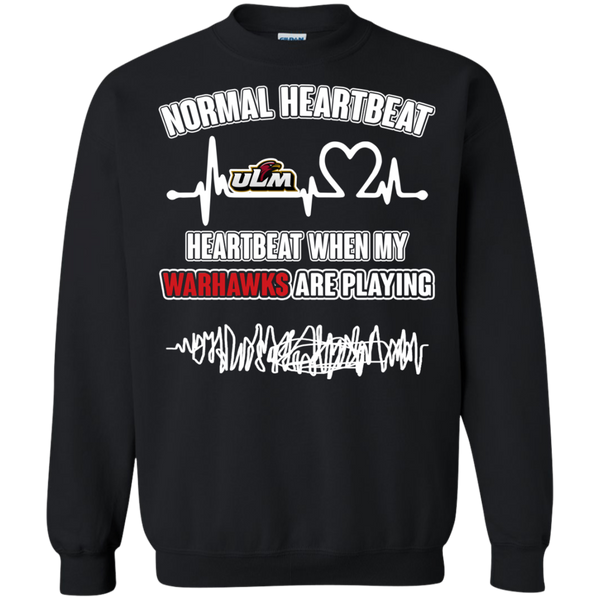 Louisiana Monroe Warhawks T shirts Heartbeat When My Warhawk Playing Hoodies Sweatshirts