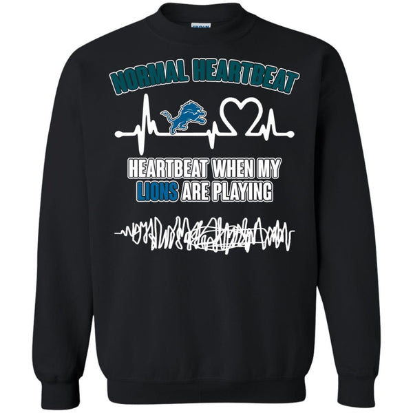 Detroit Lions T shirts Heartbeat When My Lions Playing Hoodies Sweatshirts