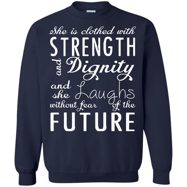 Christian Jesus T shirts She Is Clothed With Strength Hoodies Sweatshirts