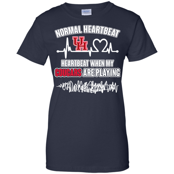 Houston Cougars T shirts Heartbeat When My Cougars Playing Hoodies Sweatshirts