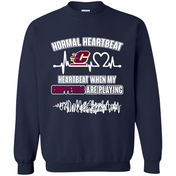 Central Michigan Chippewas T shirts Heartbeat When My Chippewas Playing Hoodies Sweatshirts