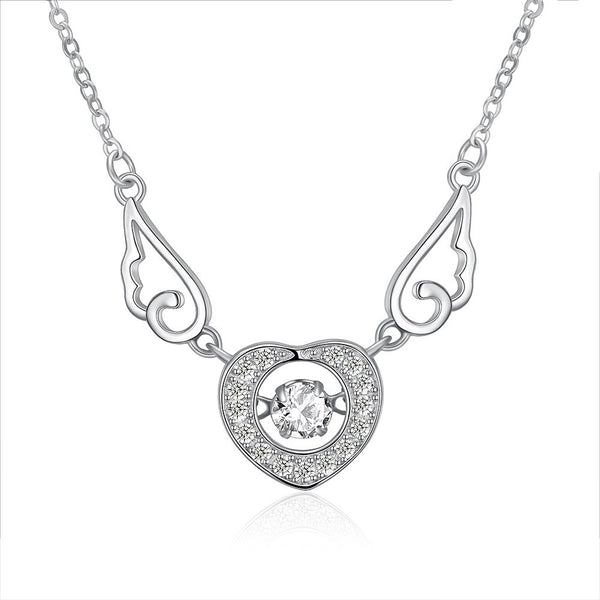 S925 Silver Necklace Heart Shaped Wings Necklace